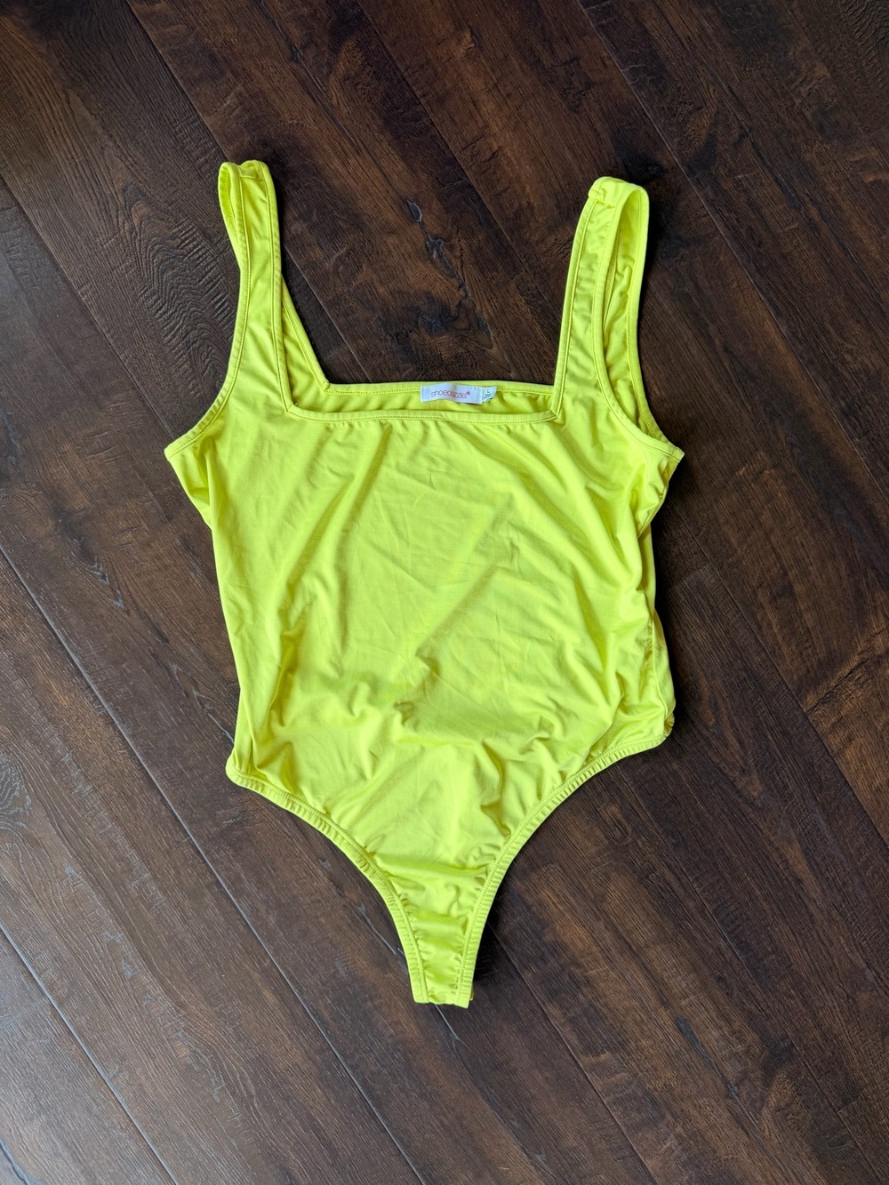 Neon Yellow/Green Square Neck Bodysuit Tank